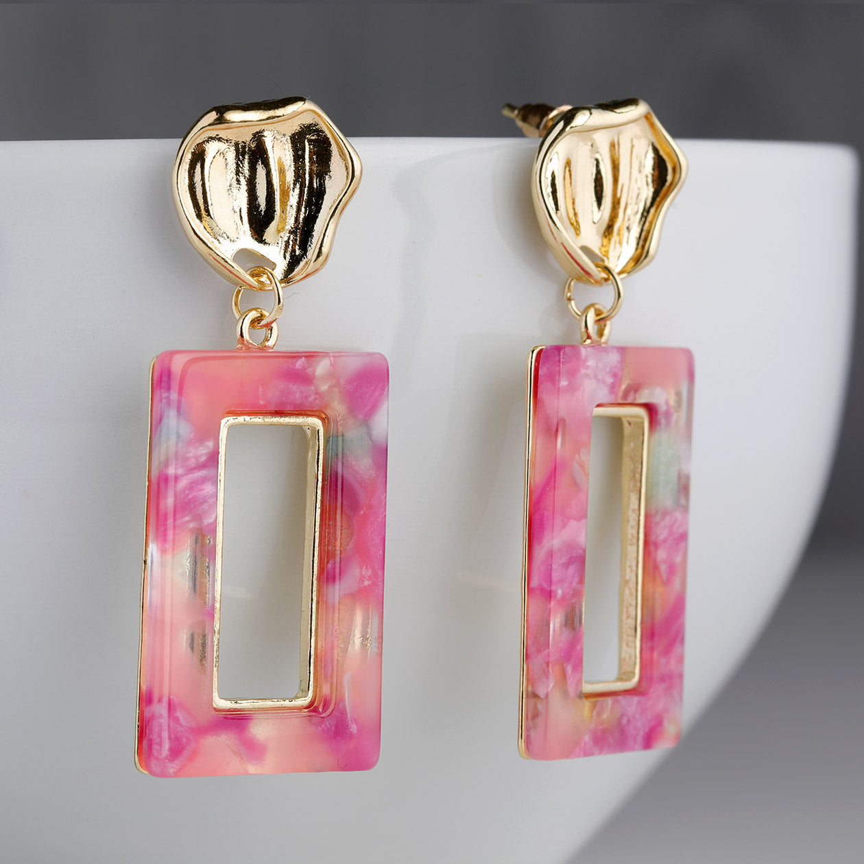 Dazzling Drop Earrings- Fusion of modern sophistication and timeless charm earrings dark pink