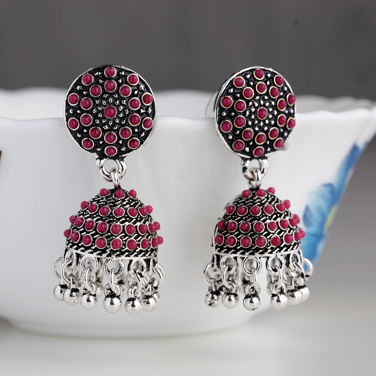 New Indian Pakistani Bollywood Gold Dangle Jhumka Earrings Jhumki Jewellery red