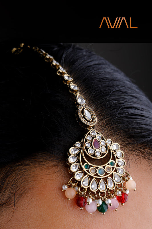 AVIAL multicolour kundan set head tikka