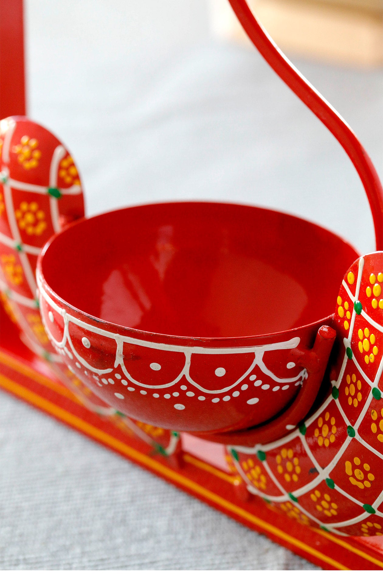 God Ganesha with Diya & Tea Light Holder with frame Red