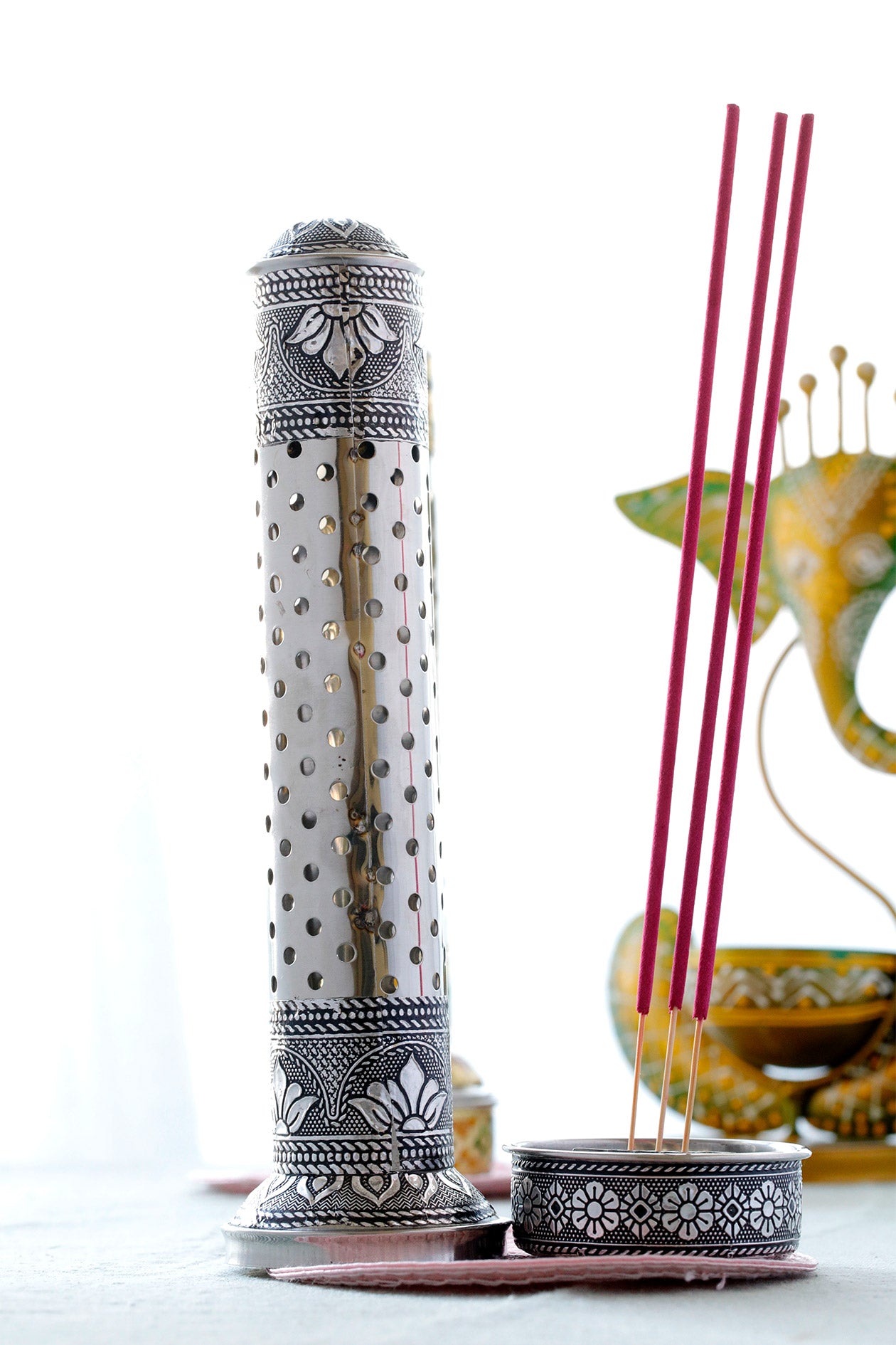 Steel Incense Stick Holder with Ash Catcher Sliver