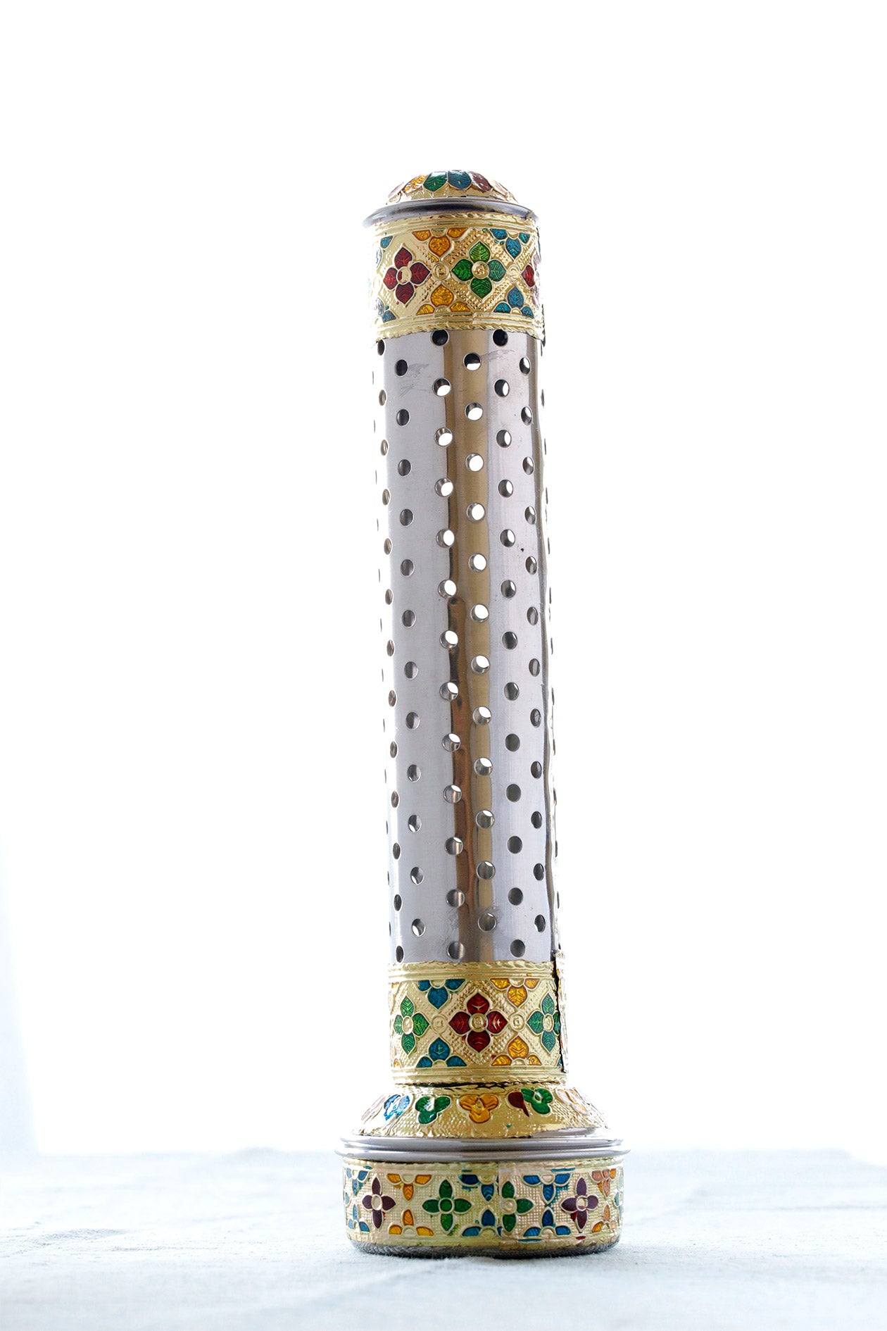 Steel Incense Stick Holder with Ash Catcher Sliver & Gold