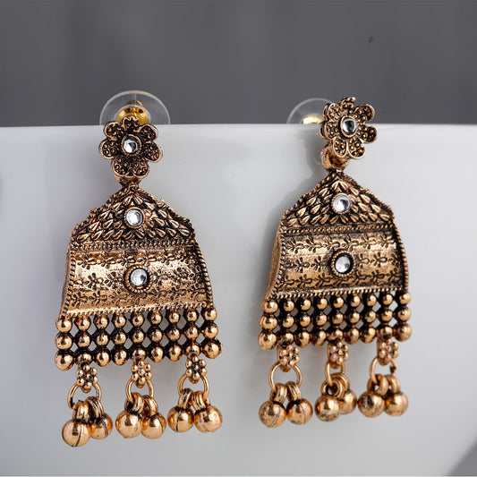 Desi Dusk- Fusion of modern sophistication and timeless charm antique look earrings clear