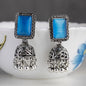 New Indian Pakistani Bollywood Gold Dangle Jhumka Earrings Jhumki Jewellery blue