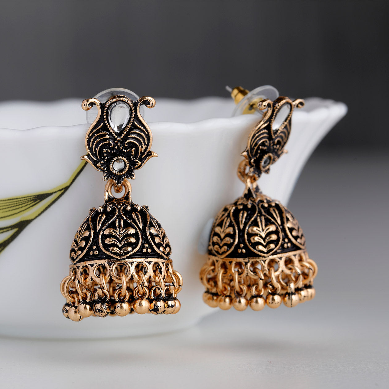 New Indian Pakistani Bollywood Gold Dangle Jhumka Earrings Boho Jhumki Jewellery