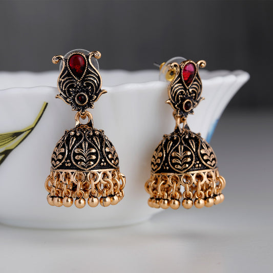 Bollywood collections - Indian Pakistani Bollywood Gold Dangle Jhumka Earrings Jhumki Jewellery 