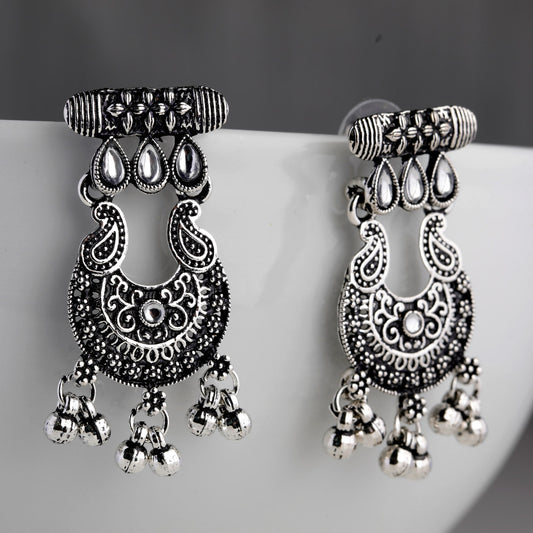 Bring a touch of vintage charm to your look with these oxidised look finish earrings clear