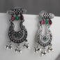 Desi Dusk- Fusion of modern sophistication and timeless charm oxidised look earrings magenta and green