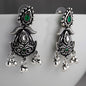Desi Dusk- Fusion of modern sophistication and timeless charm oxidised look earrings green