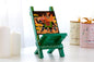 Rajasthani Art Work Handcrafted Wooden Folding Small Chair Mobile Stand Green