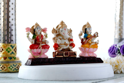 Resin Decor  God Laxmi Ganesha Saraswati statue