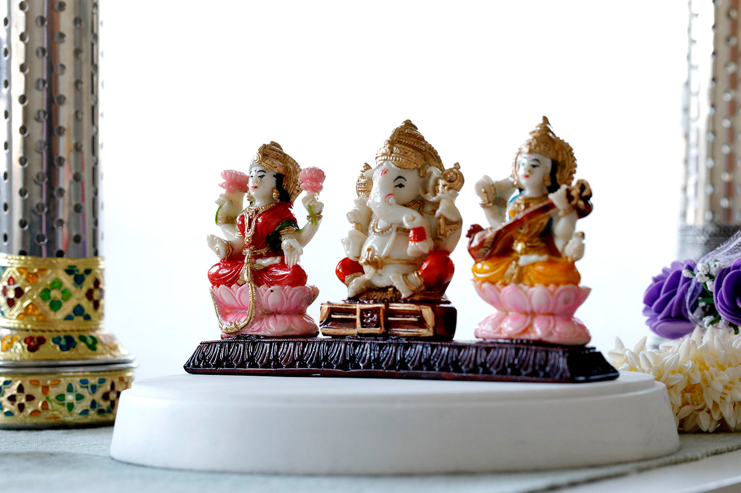 Resin Decor  God Laxmi Ganesha Saraswati statue