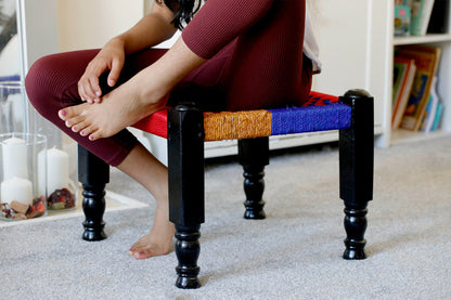 Traditional handicrafts Multicolor Rope Stuffed Weaving Stool