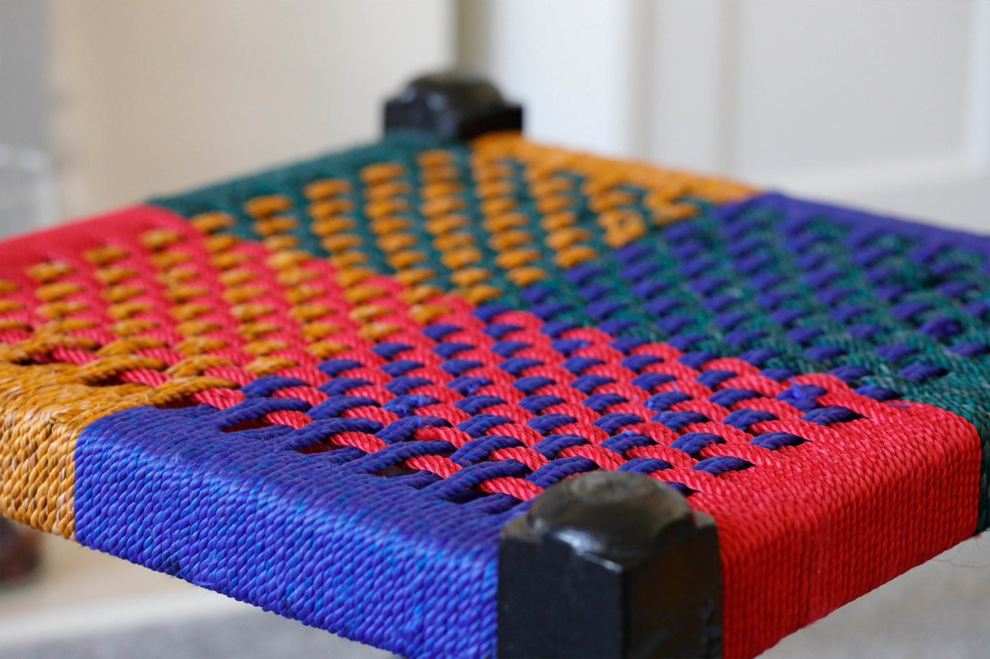 Traditional handicrafts Multicolor Rope Stuffed Weaving Stool