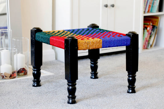 Traditional handicrafts Multicolor Rope Stuffed Weaving Stool