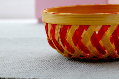 hand weaved Bamboo Basket round small