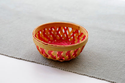 hand weaved Bamboo Basket round small