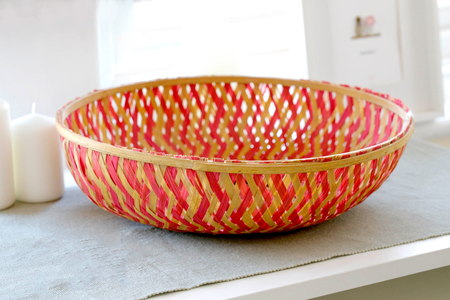 hand weaved Bamboo Basket round big