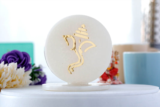 Resin God Ganesha Round white