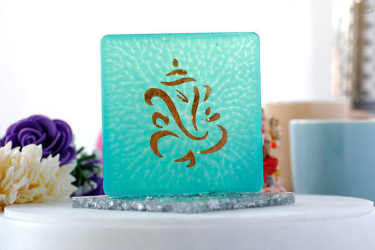 Resin God Ganesha square Green